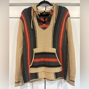 RRL Double RL Cotton Silk Aztec Western Hooded Sweater Mens Small